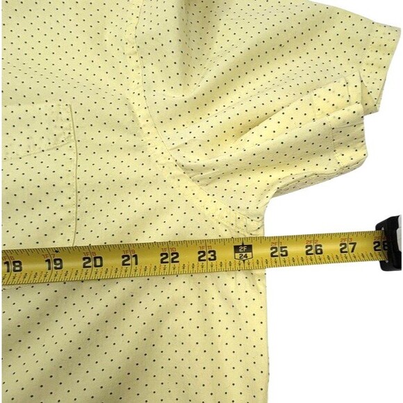 Old Navy Pastel Butter Yellow Perfect Fit Camp Shirt Polka Dot Beach Resort XL - Picture 8 of 10